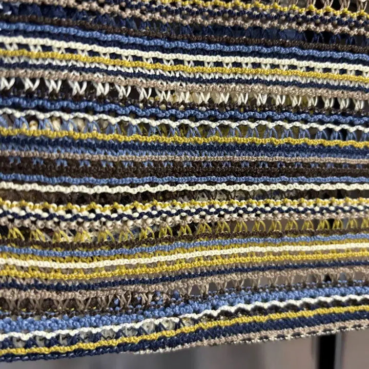 [BUNJANG] Striped Knit Sleeveless Vest / 스트라이프 니트 끈 민소매 조끼