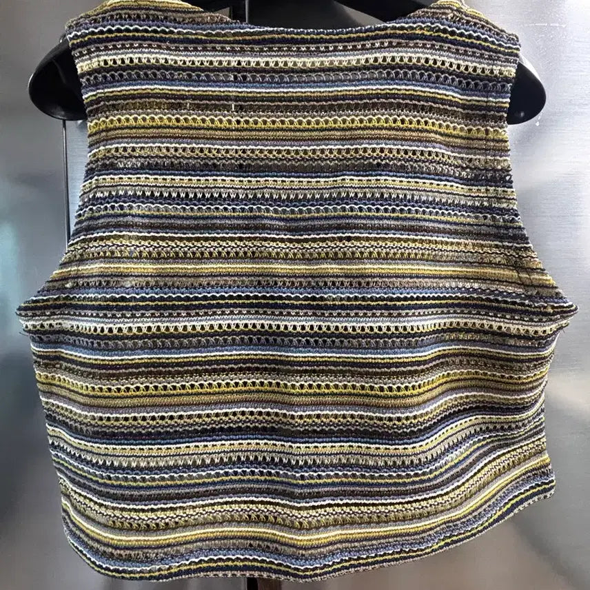 [BUNJANG] Striped Knit Sleeveless Vest / 스트라이프 니트 끈 민소매 조끼