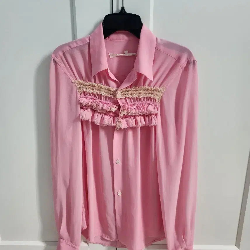 [BUNJANG] Comme des Garcons Pink Frill Blouse / 꼼데가르송  핑크색 프릴 장식 블라우스