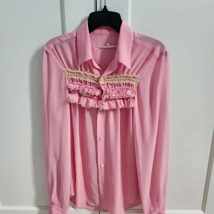[BUNJANG] Comme des Garcons Pink Frill Blouse / 꼼데가르송  핑크색 프릴 장식 블라우스