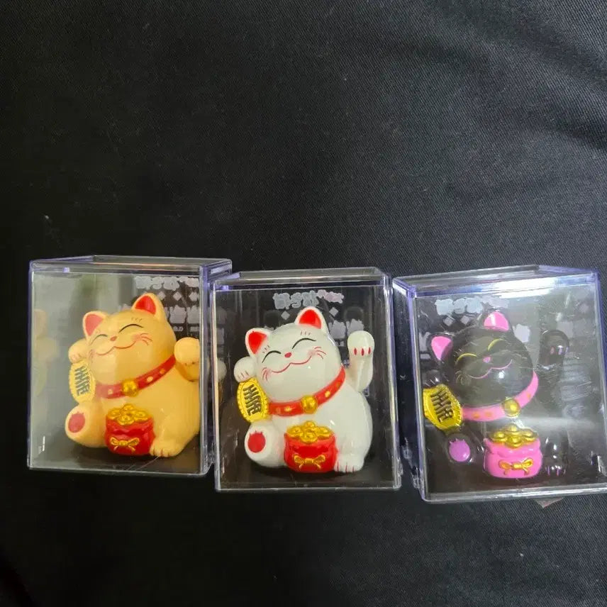 [BUNJANG] Maneki Neko Lucky Cat Ornament Set / (새상품)복 고양이 마네키네코(노랑/흰색/검정)