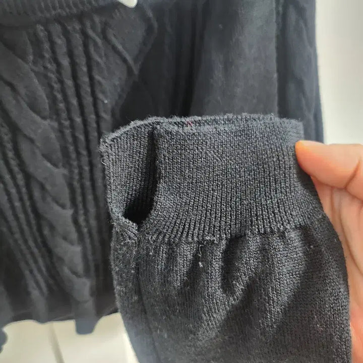 [BUNJANG] Zooc Cable Knit Layered Top / 주크 블랙 케이블 니트 + 흰색 셔츠 레이어드