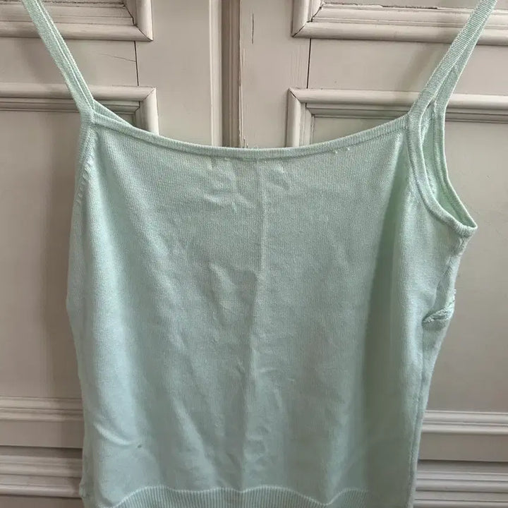 [BUNJANG] Vintage Mint Lace Trim Knit Tank Top / 빈티지 민트 민소매 나시 니트