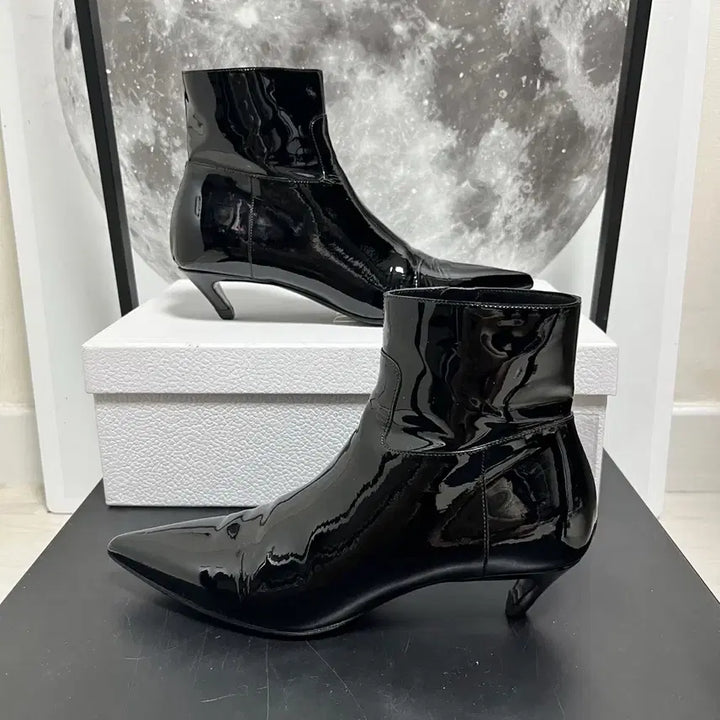 [BUNJANG] Balenciaga Patent Slash Heel Boots / 정품 35) 발렌시아가 블랙 페이턴트 슬래시 힐 부츠 225~230