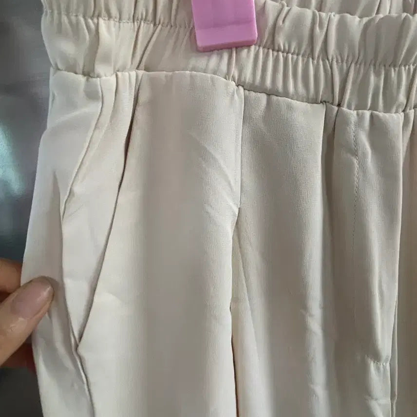 [BUNJANG] Ivory Banned Wide Pants / 아이보리색 밴딩 와이드 팬츠
