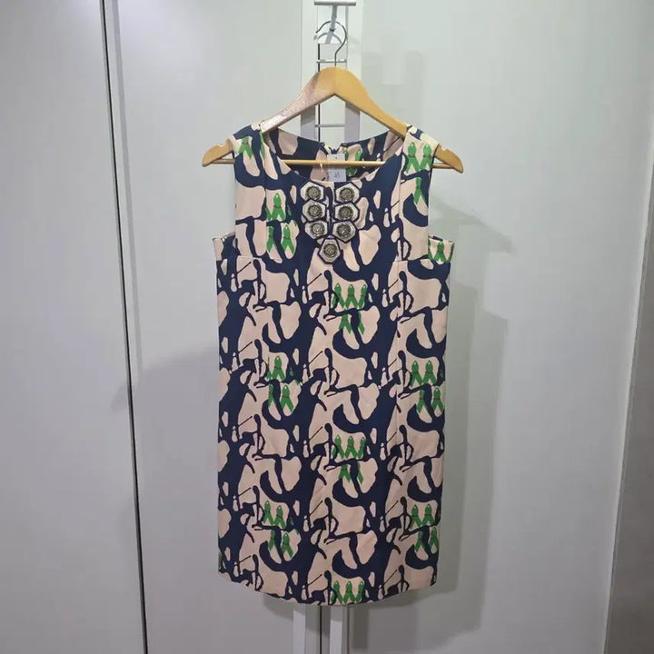 [BUNJANG] Mine Pattern Sleeveless Midi Dress / 마인 패턴 민소매 원피스 장식 포인트