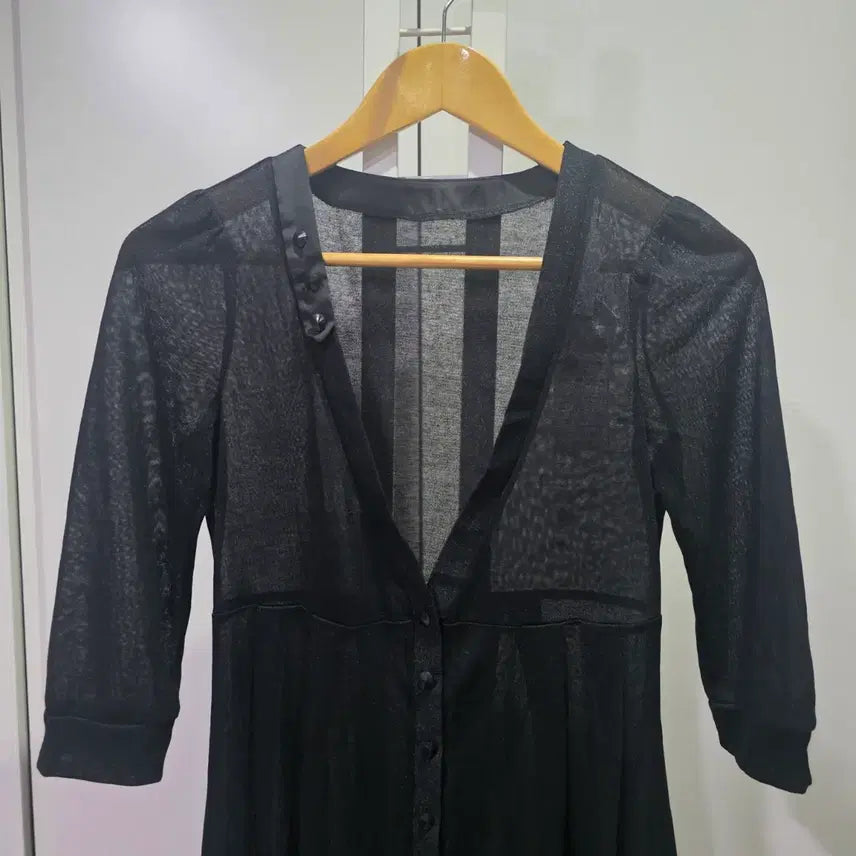 [BUNJANG] VIKI Black Sheer 3/4 Sleeve Cardigan / VIKI 비키 블랙 시스루 7부 소매 가디건