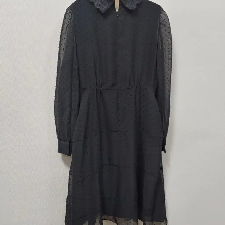 [BUNJANG] SJSJ Black Lace Collar Dot Long Dress / sjsj 블랙 레이스 카라 도트 롱 원피스 여성 76-90-155