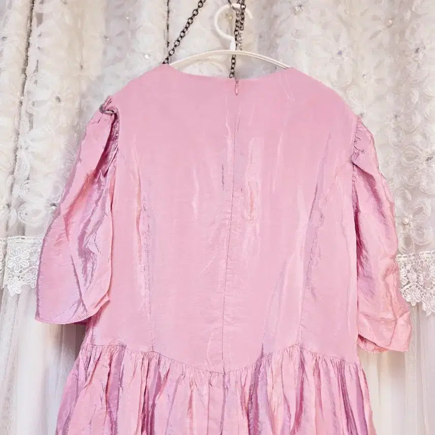 [SOLD OUT] 새틴핑크롱원피스