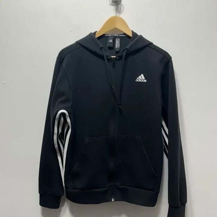 [BUNJANG] Adidas Three-Stripe Black Hooded Zip-up Jacket (M) / 아디다스 삼선 블랙 후드집업 M