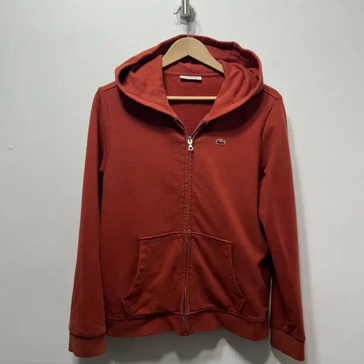 [BUNJANG] Lacoste Red Brown Hoodie Zip-up (M) / 라코스테 레드 브라운 후드집업 M