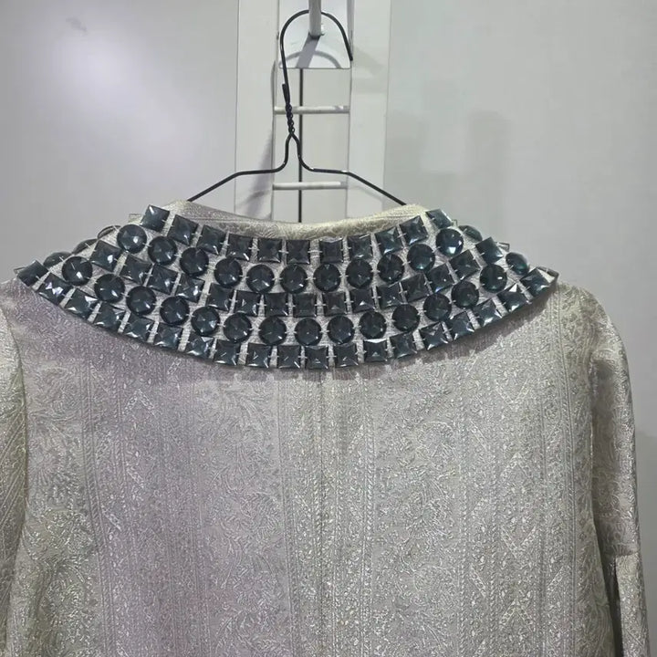 [BUNJANG] Cubic Embellished Double Button Coat / 큐빅 장식 더블 버튼 코트