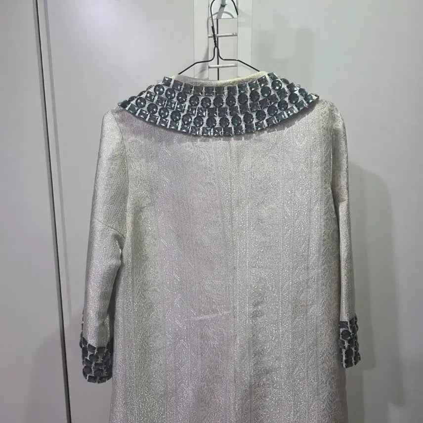 [BUNJANG] Cubic Embellished Double Button Coat / 큐빅 장식 더블 버튼 코트