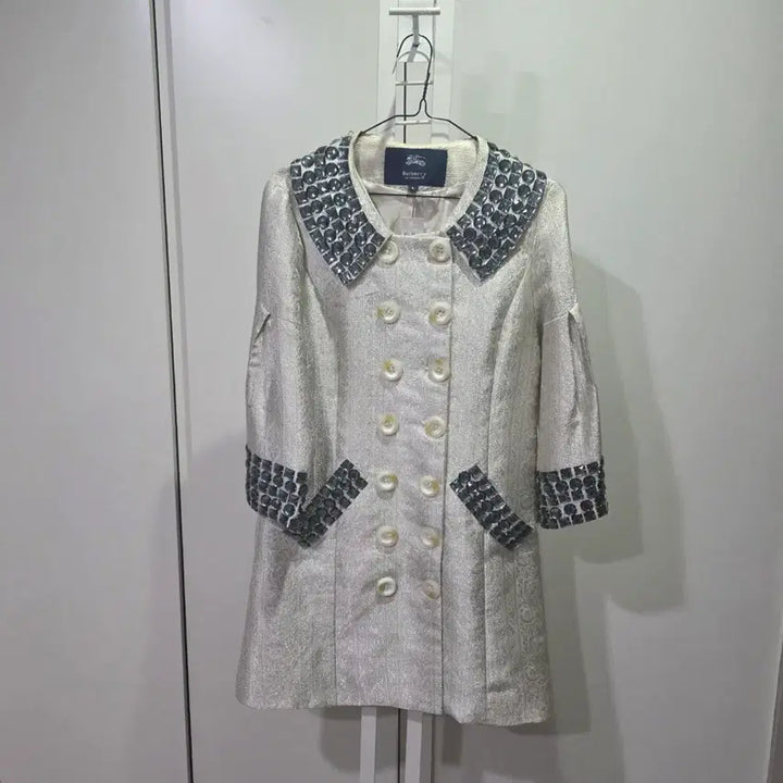 [BUNJANG] Cubic Embellished Double Button Coat / 큐빅 장식 더블 버튼 코트