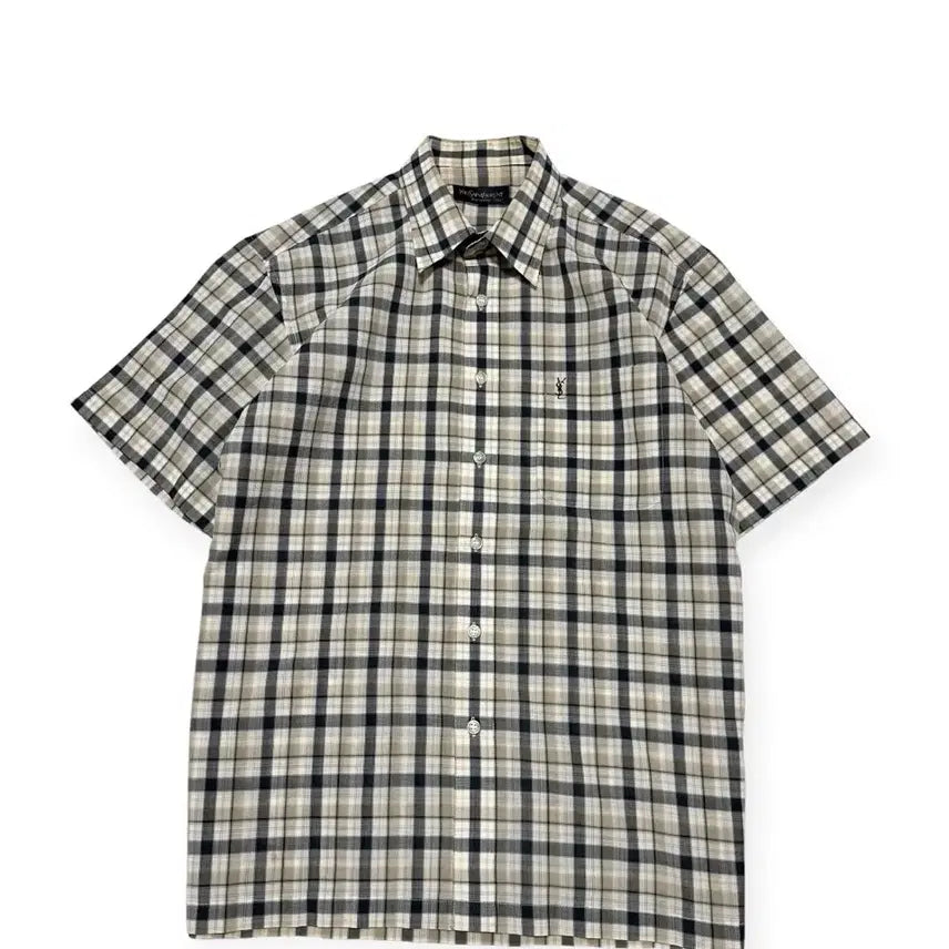 [BUNJANG] YSL Yves Saint Laurent Checkered Short Sleeve Shirt / YSL 입생로랑 체크 반팔 셔츠