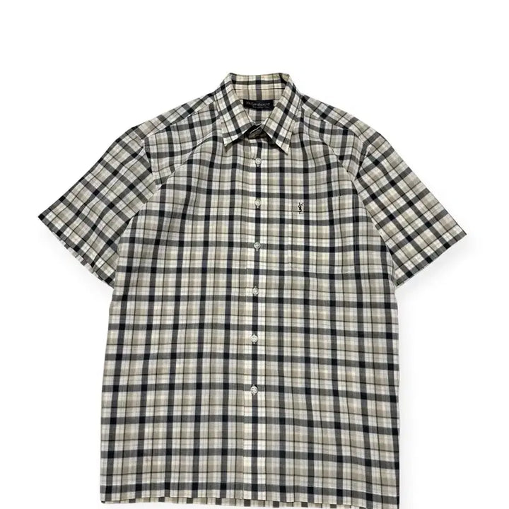[BUNJANG] YSL Yves Saint Laurent Checkered Short Sleeve Shirt / YSL 입생로랑 체크 반팔 셔츠