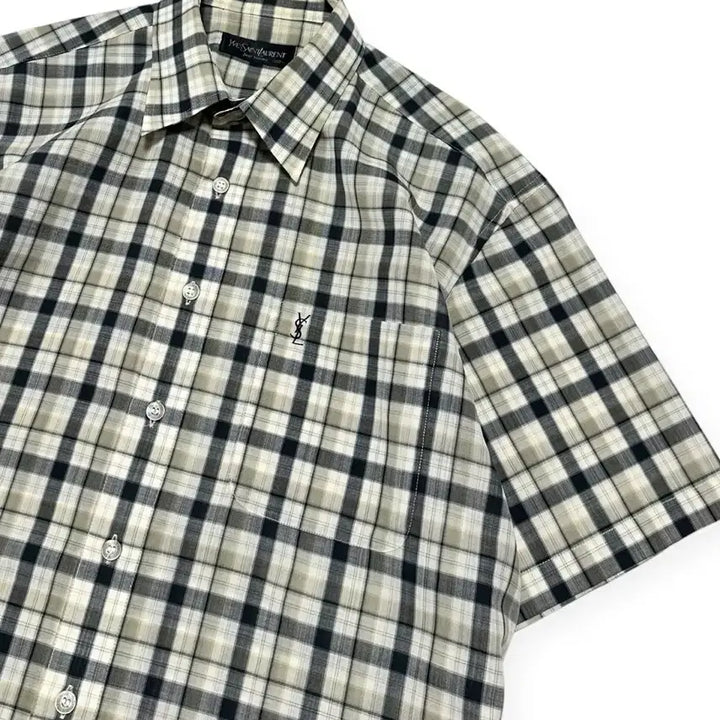 [BUNJANG] YSL Yves Saint Laurent Checkered Short Sleeve Shirt / YSL 입생로랑 체크 반팔 셔츠