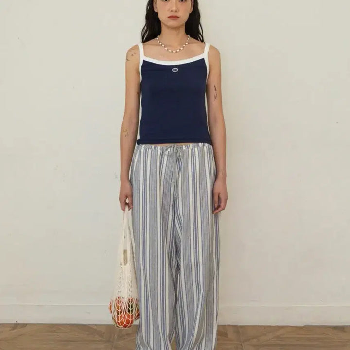 [BUNJANG] Onmood Linen Striped Wide Pants / 온무드 린넨 스트라이프 팬츠