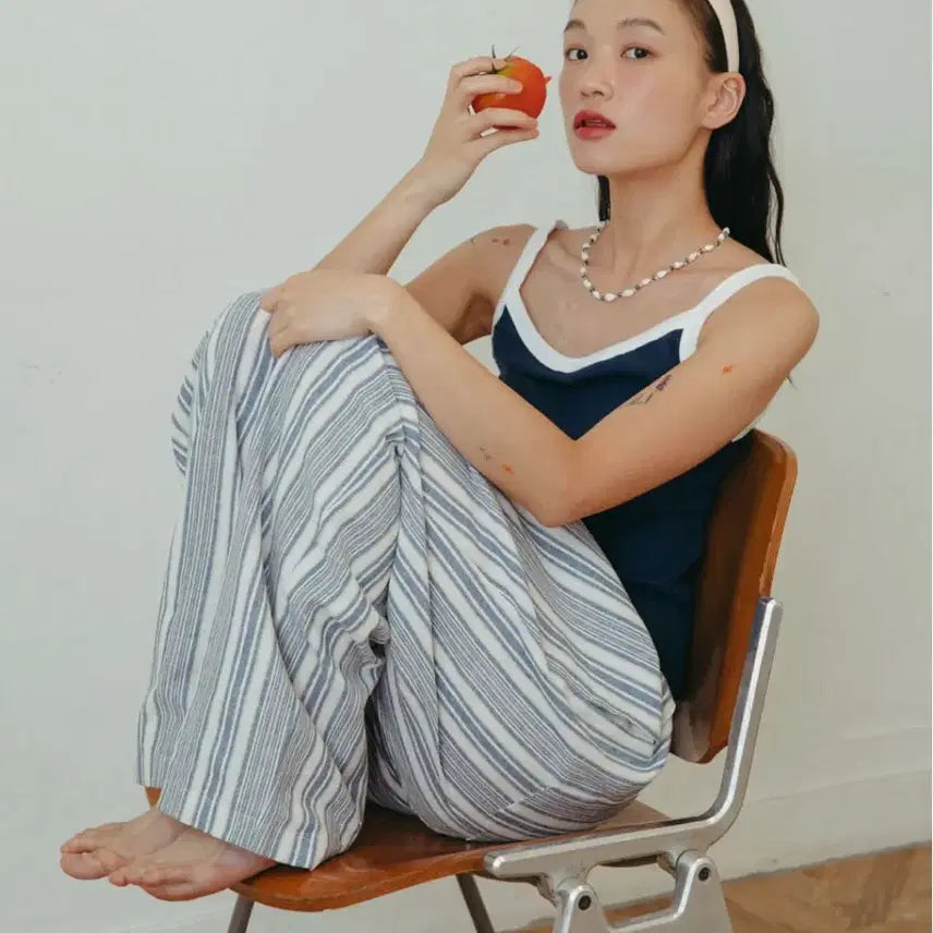 [BUNJANG] Onmood Linen Striped Wide Pants / 온무드 린넨 스트라이프 팬츠