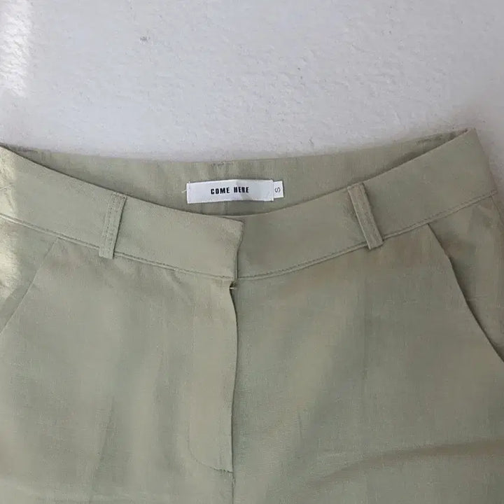 [BUNJANG] Come Here Linen Bootcut Slacks (Light Khaki) - Size S / come here 컴히얼 부츠컷 린넨 슬랙스 연카키 S사이즈