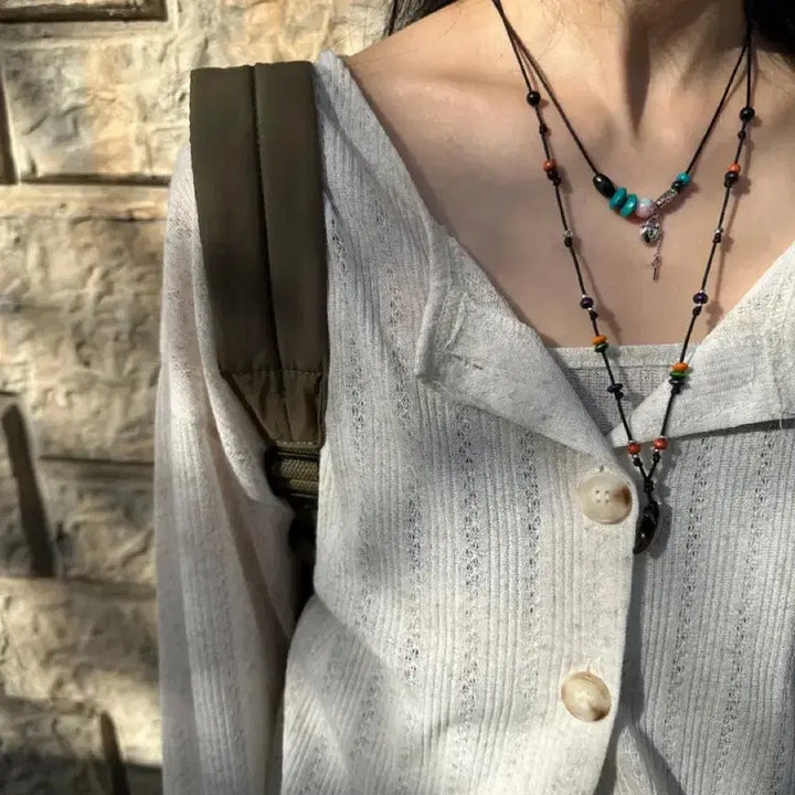 [BUNJANG] Shinsegye Summer Two-Way Cardigan Linen Ivory Vintage / 신시 여름 투웨이 가디건 린넨 아이보리 아오이유우 모리걸 빈티지