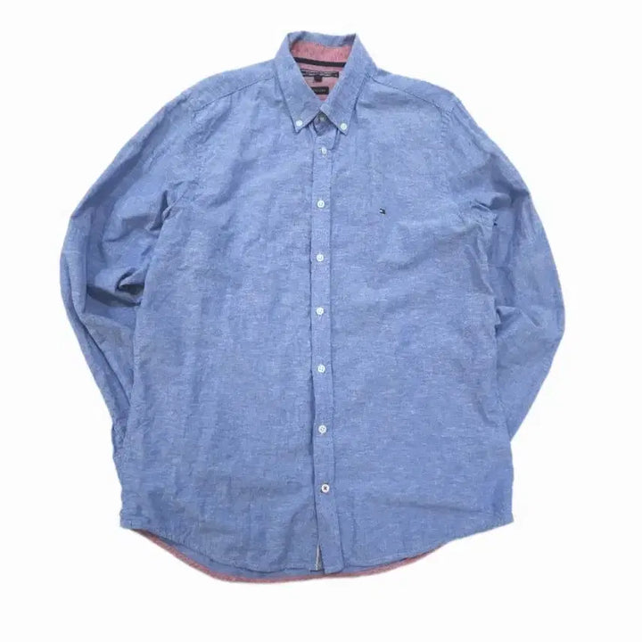 [BUNJANG] Tommy Hilfiger Light Blue Cotton Linen Button-Down Shirt / [L] 타미힐피거 라이트 블루 코튼 린넨 버튼다운 셔츠