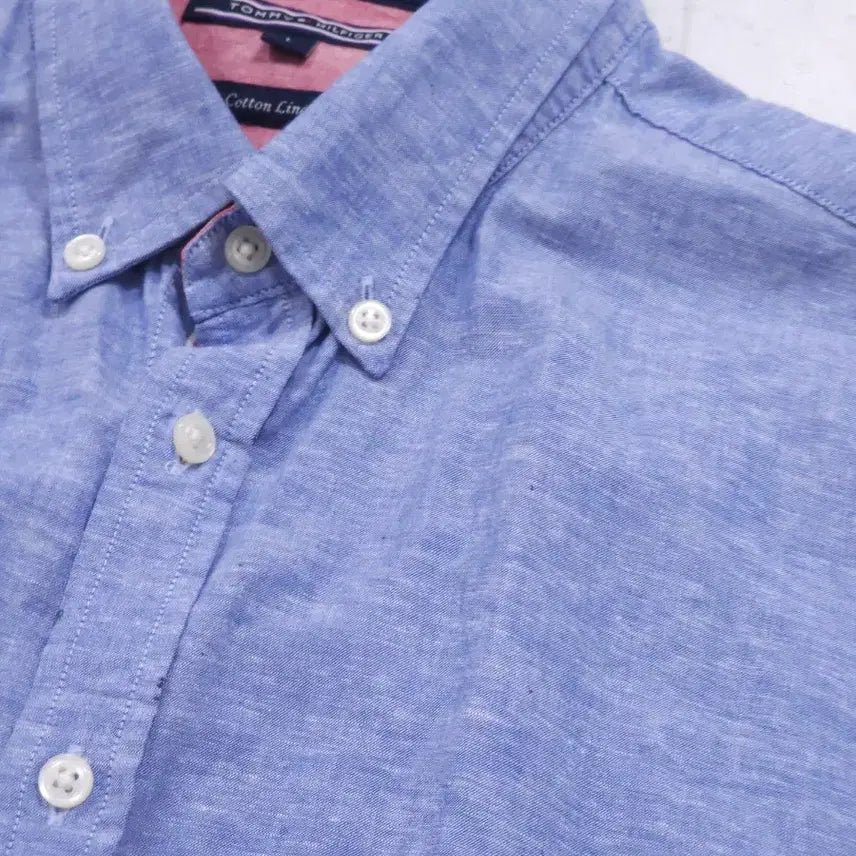 [BUNJANG] Tommy Hilfiger Light Blue Cotton Linen Button-Down Shirt / [L] 타미힐피거 라이트 블루 코튼 린넨 버튼다운 셔츠
