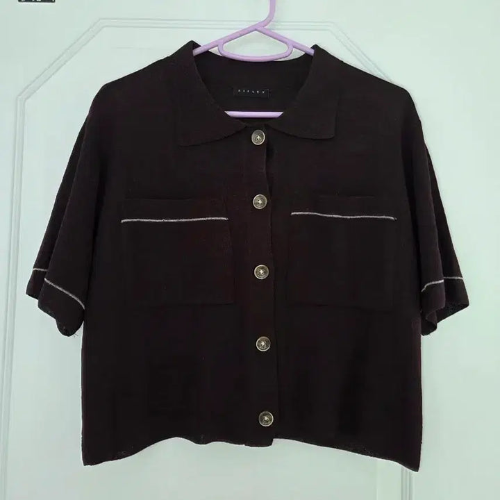 [BUNJANG] Sisley Brown Short Sleeve Knit Cardigan / 시스템 니트 &amp; 가디건