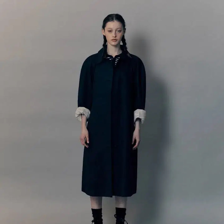 [BUNJANG] Nothing Written Volume Balmacaan Trench Coat / 낫띵리튼 Volume balmacaan trench (Dark navy)
