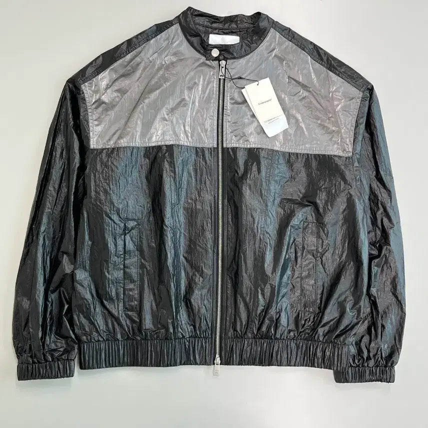 [BUNJANG] Code Graphy Coated Panel Nylon Biker Windbreaker Silver / [정품/새상품] 코드그라피 코팅 패널 나일론 바이커 바람막이 실버