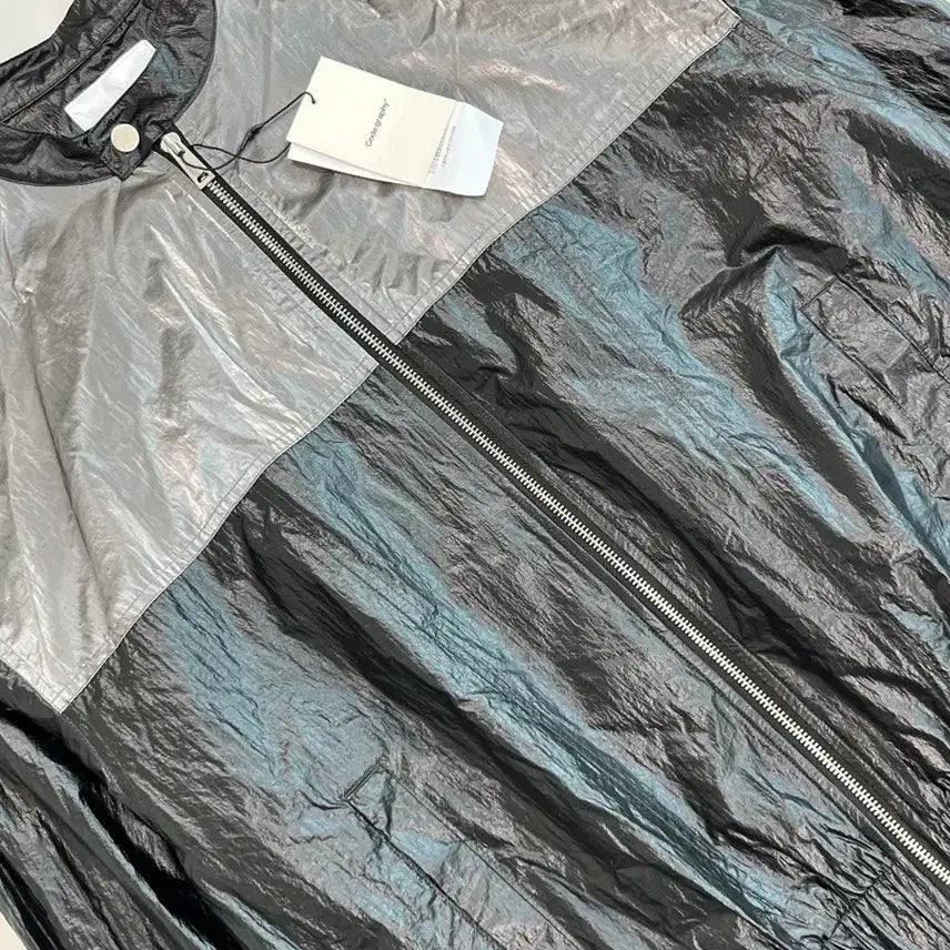 [BUNJANG] Code Graphy Coated Panel Nylon Biker Windbreaker Silver / [정품/새상품] 코드그라피 코팅 패널 나일론 바이커 바람막이 실버