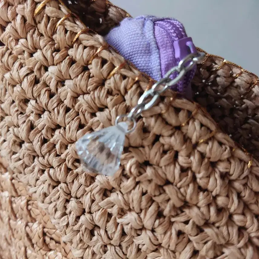 [BUNJANG] Rattan Tote Bag with Cherry Brooch / 체리브로치 장식 라탄 토트백 (사이즈 큼)