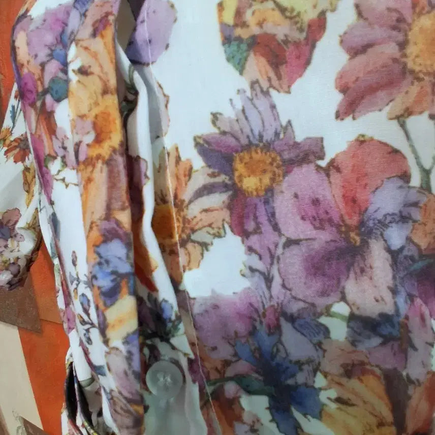 [BUNJANG] Flower Pattern Short Sleeve Long Dress Size 66 / 플라워 패턴 반팔 롱 원피스 66