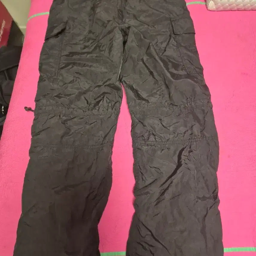 [BUNJANG] Nylon Cargo Pants Black / 나일론 스트링 카고 팬츠 블랙