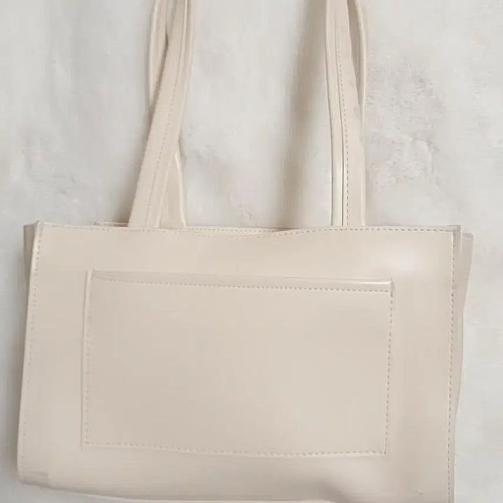 [BUNJANG] White Leather Mini Tote Bag / 화이트 레더 미니 토트백