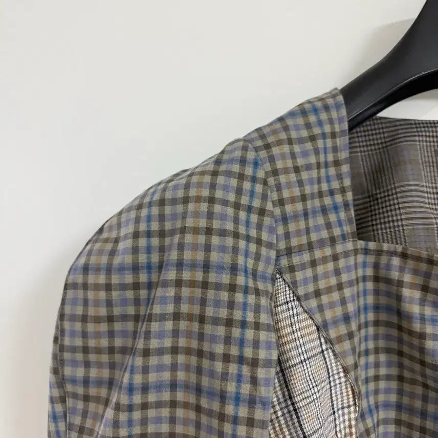 [BUNJANG] InstantFunk Checkered Cropped Blouse / 인스턴트펑크 체크 크롭 블라우스