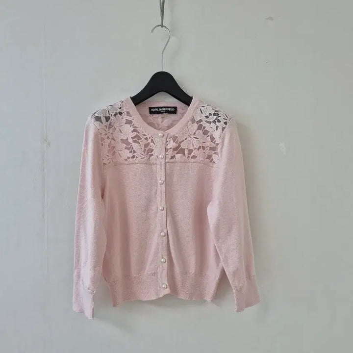 [BUNJANG] Karl Lagerfeld Pink Lace Cardigan / 칼 라거펠트 핑크 레이스 가디건