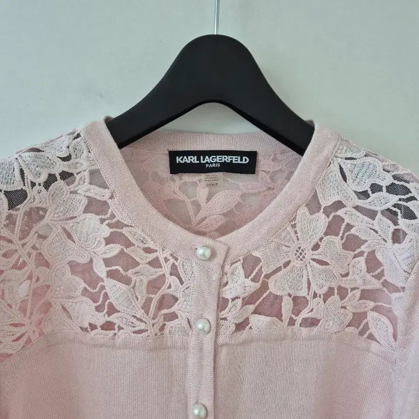 [BUNJANG] Karl Lagerfeld Pink Lace Cardigan / 칼 라거펠트 핑크 레이스 가디건