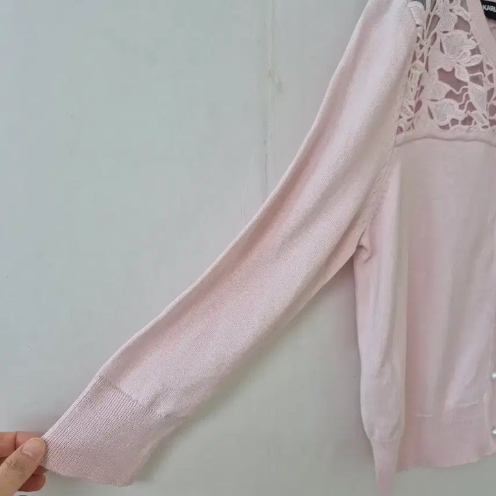[BUNJANG] Karl Lagerfeld Pink Lace Cardigan / 칼 라거펠트 핑크 레이스 가디건