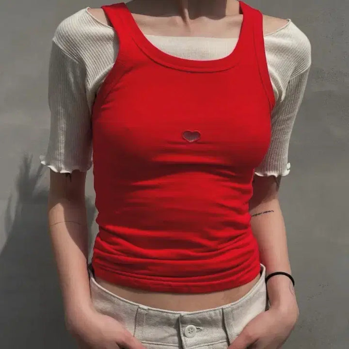 [BUNJANG] Base Range Heart Tank Top / 베이스 레인지  하트 나시
