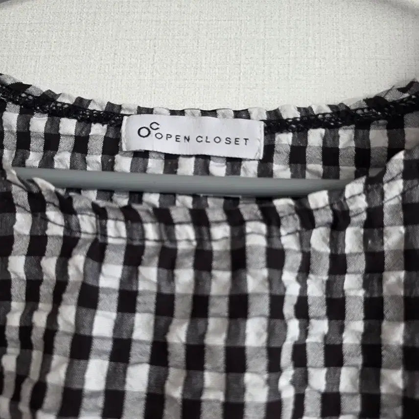[BUNJANG] Black Check Long Dress with Ruffle Sleeves / 블랙 체크 롱 원피스 프릴소매