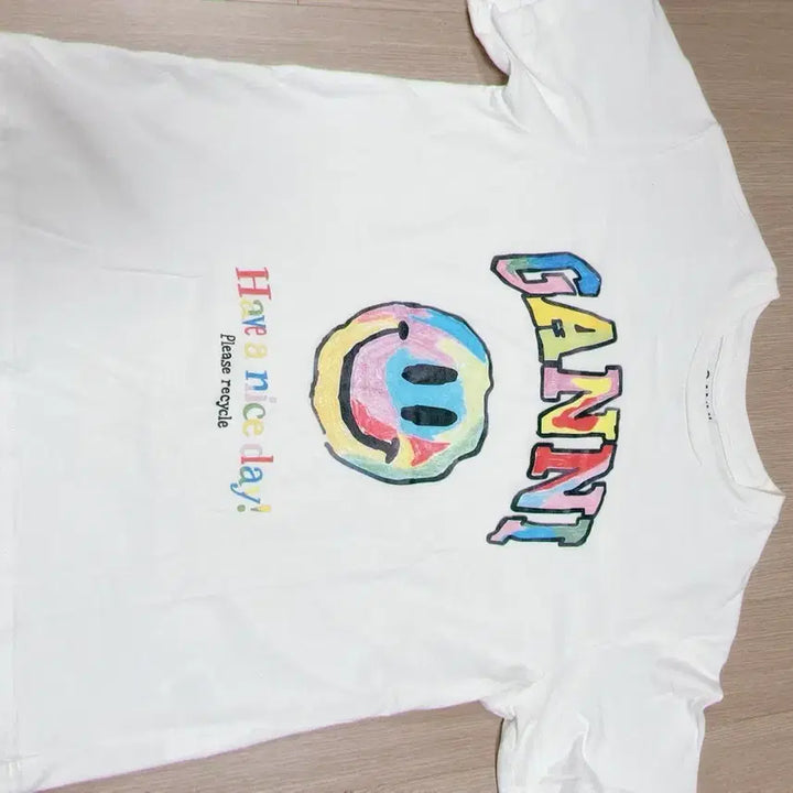 [BUNJANG] GANNI Smile Short Sleeve T-Shirt White / 가니 GANNI 스마일 반팔 티셔츠 화이트