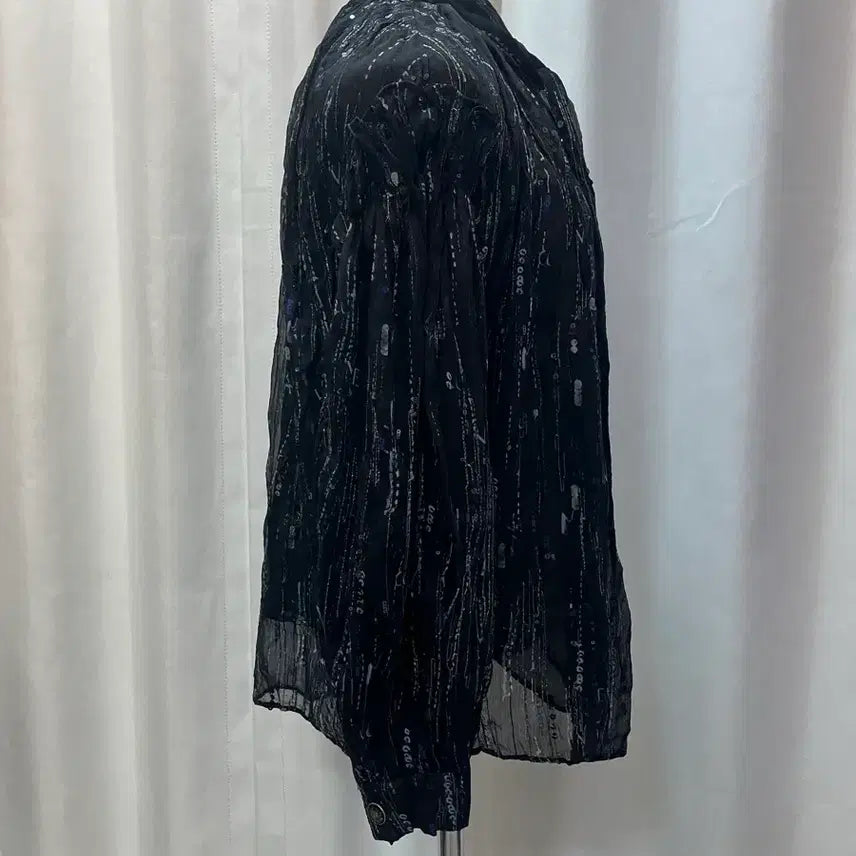 [BUNJANG] OBZEE 22FW Sequin Chiffon Ribbon Blouse / 오브제 OBZEE 22FW 시퀸 쉬폰 리본 블라우스 44 새옷급