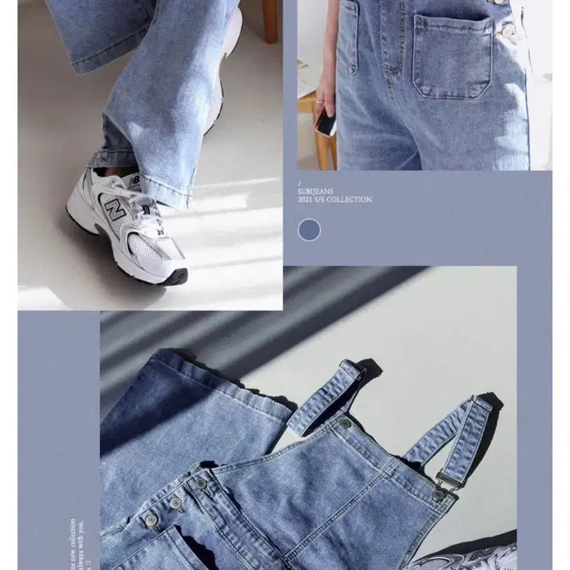 [BUNJANG] Korean Style Light Blue Long Wide Strap Jeans (Size S) / 수비진 연청 롱 와이드 멜빵 청바지 S사이즈 29,900원