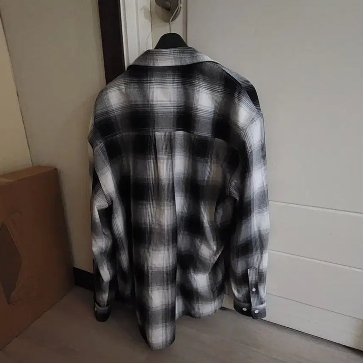 [BUNJANG] Breno Oversized Cotton Check Shirt White Black / 브레노 오버핏 체크 남방M