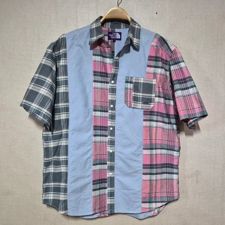 [BUNJANG] The North Face Purple Label Check Short Sleeve Shirt (L) / 노스페이스 퍼플라벨 반팔 체크 셔츠( L)