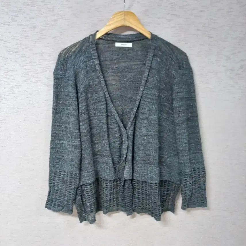 [BUNJANG] System Dark Gray Linen Blend Knit Cardigan / B4-29/시스템 다크그레이 마혼방 니트가디건 여성