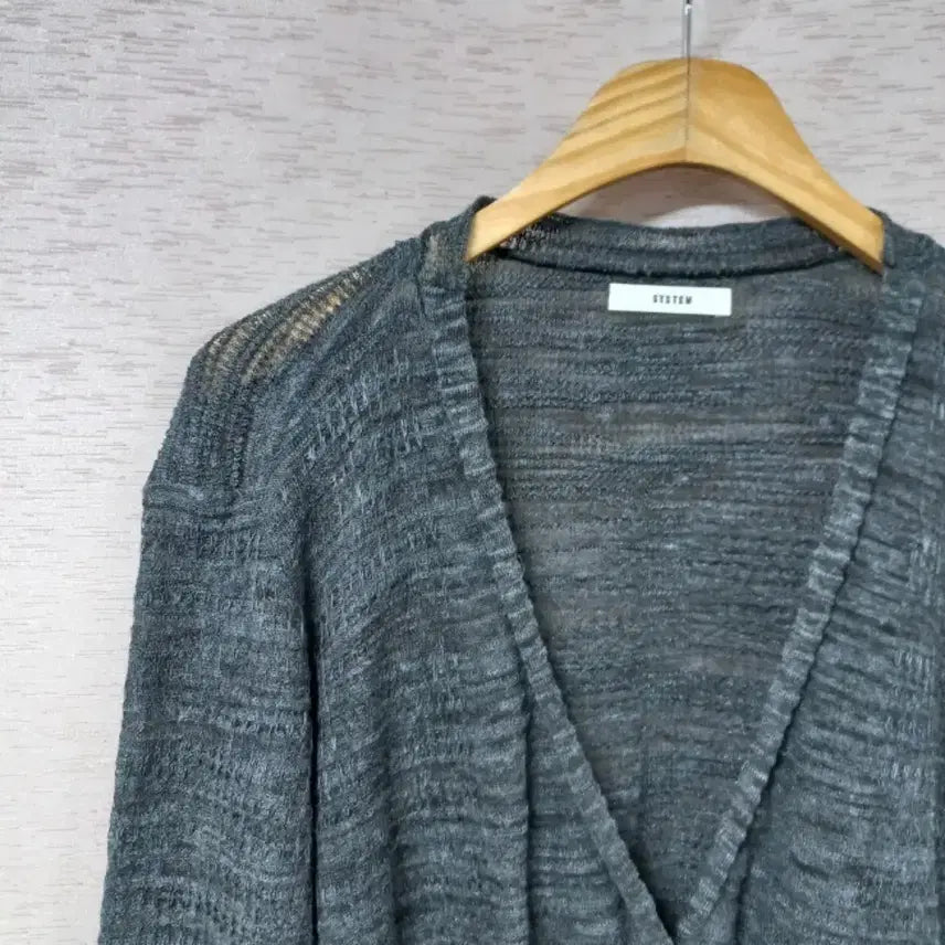 [BUNJANG] System Dark Gray Linen Blend Knit Cardigan / B4-29/시스템 다크그레이 마혼방 니트가디건 여성