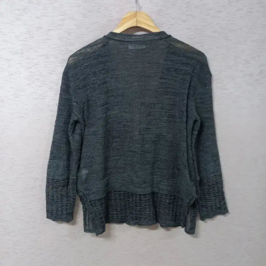 [BUNJANG] System Dark Gray Linen Blend Knit Cardigan / B4-29/시스템 다크그레이 마혼방 니트가디건 여성