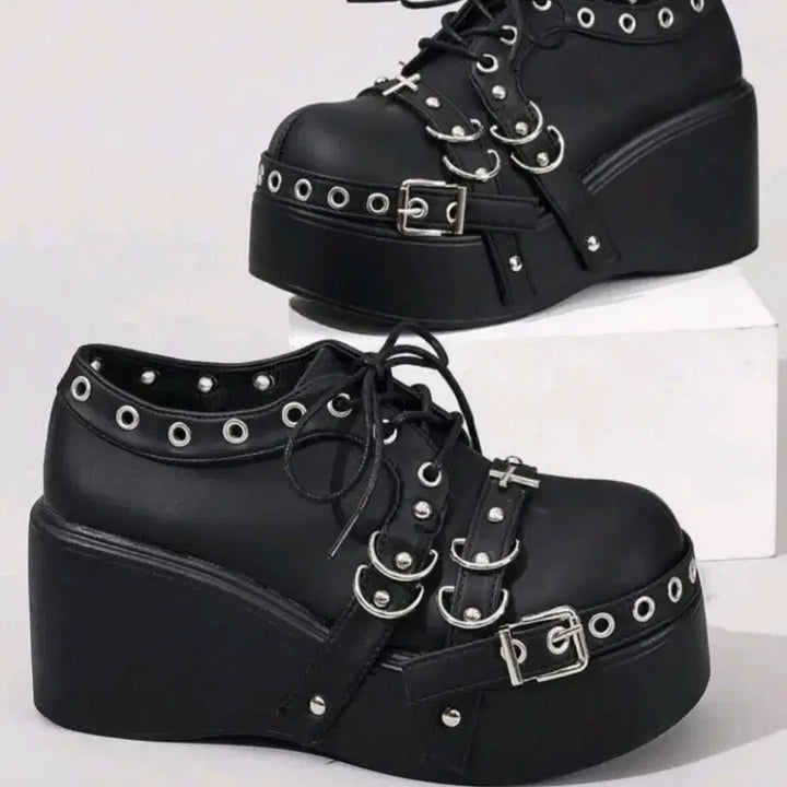 [BUNJANG] Gothic Punk Rock Chic Platform Heels (Size 39) / 고딕 펑크 락시크 양산형 지뢰계 통굽 39사이즈 240~245